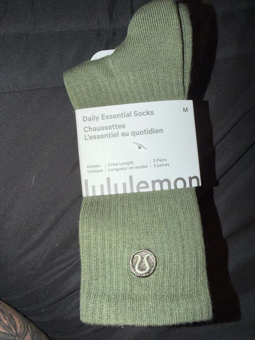 Lululemon Unisex Daily Essential Crew Socks 3 Pack Size M